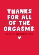 Rude Valentine's Day Card - Thanks For The Orgasms created by Pink Peach Cards
