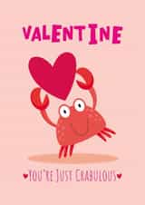 Cute Valentine's Day Card - You're Just Crabulous - Crab created by Sarah Pitt