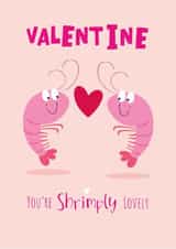 Cute Valentine's Card - Shrimply Lovely - Prawn created by Sarah Pitt