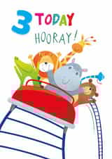 Cute 3rd Birthday Card - Animals - Rollercoaster created by Sarah Pitt