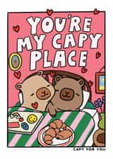 Cute Capybara Valentine Card - Capy For You - You're My Capy Place created by JOLLY AWESOME