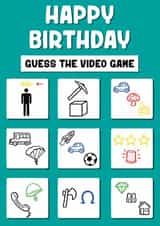 Fun Birthday Card - Guess The Video Game - Gamer created by Sophie Kent Illustration