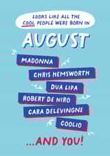 Fun Birthday Card - August Birthday - Cool People created by PaperPaper