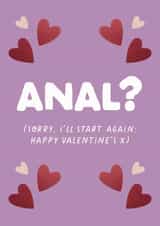 Rude Valentine's Day Card - Anal? created by The Buddy Fernandez Card Co.