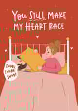 Funny Valentines Day Card - Snoring - Heart Race created by Abbie Imagine