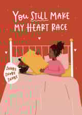 Funny Valentines Day Card - Heart Race - Snoring created by Abbie Imagine