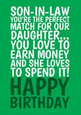 Funny Birthday Card - Daughter Loves Spending Money - For Son-In-Law created by @Cupsie's Creations