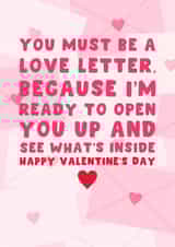 Naughty Valentine's Day Card - You Must Be A Love Letter - Hearts created by Pink Peach Cards