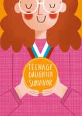 Cute Mother's Day Card - Teenage Daughter Survivor - Medal created by AbiGoLucky