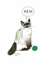 Cute Just Because Card - Siamese Cat - Tangled Up created by A Does Art