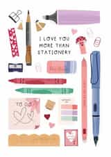 Cute Valentines Day Card - Love You More Than Stationery created by Two For Joy Illustration