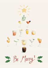 Illustrated Watercolour Cocktail Christmas Card created by Liss Lili