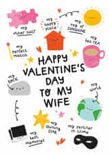Cute Valentine’s Day Card - For Wife - Illustrations created by Twisted Haggis
