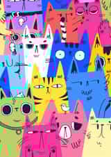Arty Just Because Card - Colourful Cats created by A Does Art
