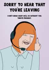 Funny Leaving Card - Middle Finger - Sorry To Hear You're Leaving. New job created by Blessherlittleartoons by Amy