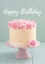 Elegant Birthday Cake with Pink Roses created by Elisabeth Cölfen