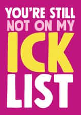 Fun Anniversary Card - Ick List - Typography created by Roll Creative