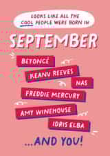 Fun Birthday Card - September Birthday - Cool People created by PaperPaper