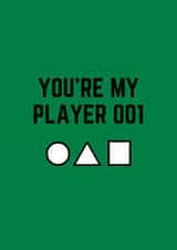 Funny Valentine's Day Card - Squid Game - Player 001 created by Amy (Hedgecards)