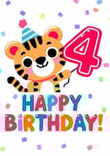 Cute Birthday Card - 4th - Tiger created by What She Said