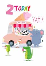 Cute Birthday Card - 2nd - Animals Ice Cream Van created by Sarah Pitt