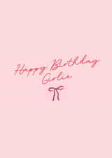Happy Birthday Girlie Pink Bow Card for Birthdays created by Illustratoni