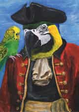 Fun Birthday Card - Pirate Parrot - Classical Painting created by Beth K Crane