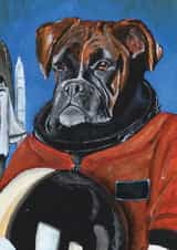 Cute Birthday Card for Space and Dog Lover - Boxer Dog Astronaut created by Beth K Crane