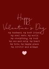 Classic Valentine's Day Card - For Husband - Forever And Always created by Cake For Breakfast