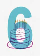 Fun birthday card - 6 years old - birthday cake with candles created by London Road Designs