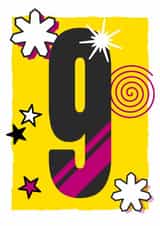Fun and bright birthday card - 9 years old - a striking card to standout created by London Road Designs