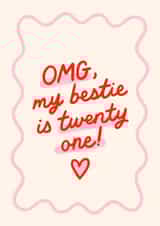 Classic Birthday Card - 21st - Bestie created by BW Illustrations