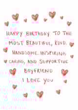 Heartfelt Birthday Card - For Boyfriend - Hearts created by HCD Illustration