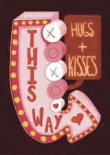 Cute Retro Hugs and Kisses Valentine’s Day Card for your Partner created by Odyssey of the Line Calligraphy