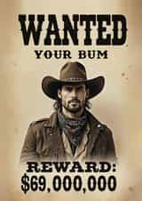 Cheeky Valentine's Day Card - For Him - Wanted - Your Bum created by Salman Studio