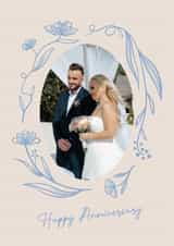 Personalised Anniversary Photo Card created by Zove Ahh - Pretty Anniversary Card - Floral Frame
