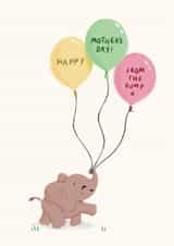 Cute Mother’s Day Card - From The Bump - Elephant Balloons created by Sophie Kent Illustration