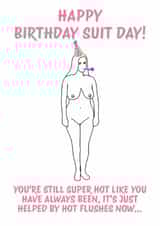 Birthday card - nude female - hot flushes created by Berrimans Bare All