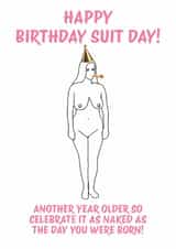 Birthday card - nude female - celebrate naked created by Berrimans Bare All