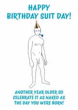 Birthday card - nude male - celebrate naked created by Berrimans Bare All