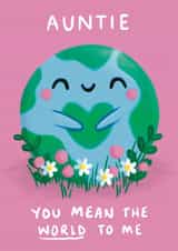 Cute Mother's Day card - For Auntie - Earth created by Sophie Kent Illustration
