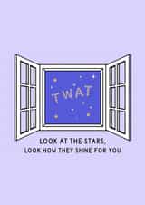 Funny Birthday Card - Stars Shine For You - Twat created by Studio GRL UK