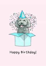 Cute Birthday Card - Cockapoo - Dog in a Party Hat created by Beth Higgins Art