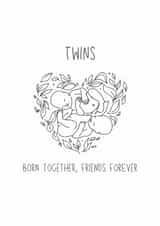 Cute Pregnancy Card - Twins - Friends Forever created by Nikki Hawkins