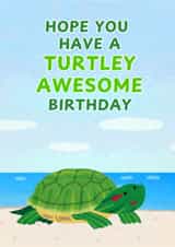 Cute Turtle Pun Kids Birthday Card created by DigitalBunny