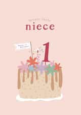 Cute 1st Birthday Card For A Lovely Niece - Birthday Cake - First Birthday created by Too Wordy