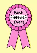 Cute Love & Friendship Card - Best Bestie Ever! - Badge created by Holly Murray Doodles