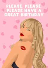 Cute Birthday Card - Please Have A Great Birthday - Sabrina Carpenter created by Pink Peach Cards