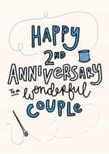 Cute Anniversary Card - 2nd Anniversary - Cotton created by Oops a doodle