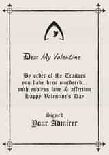 Funny Valentine's Day Card - By Order Of The Traitors created by Woody's Design